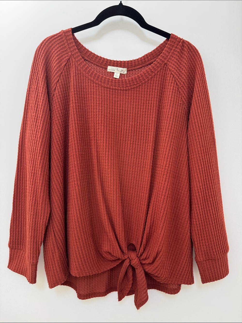 Nine Britton Billie Brushed Knit Tie-Front Top in Rust
